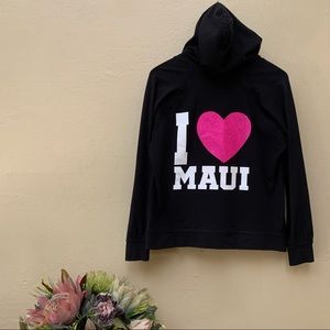 W3AR-COD3 | Black Long Sleeve Hoodie “I ❤️ Maui” Design
